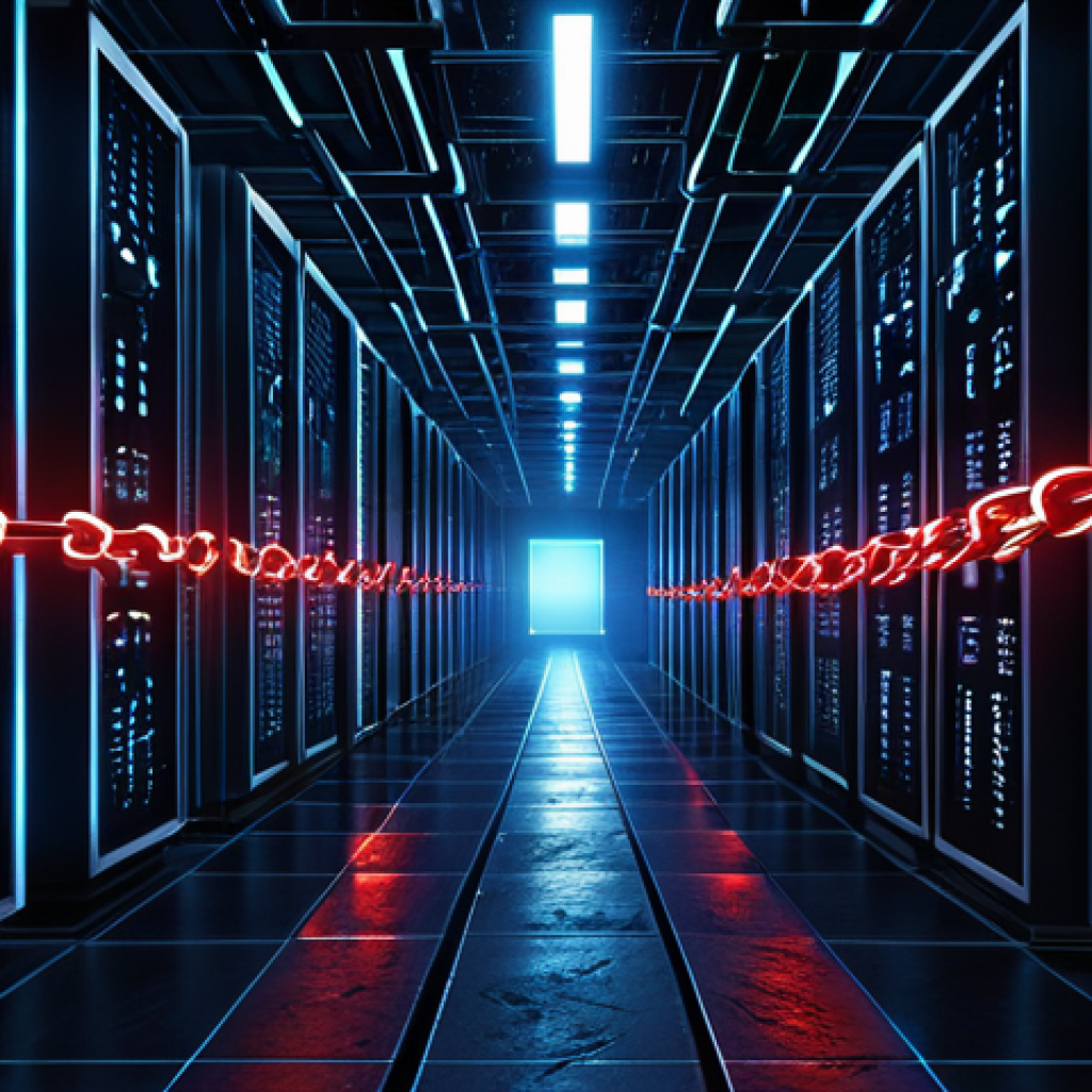 소프트웨어 공급망 보안을 위한 패치 관리 전략 - A visually striking representation of a complex, interconnected software supply chain. Imagine digit...