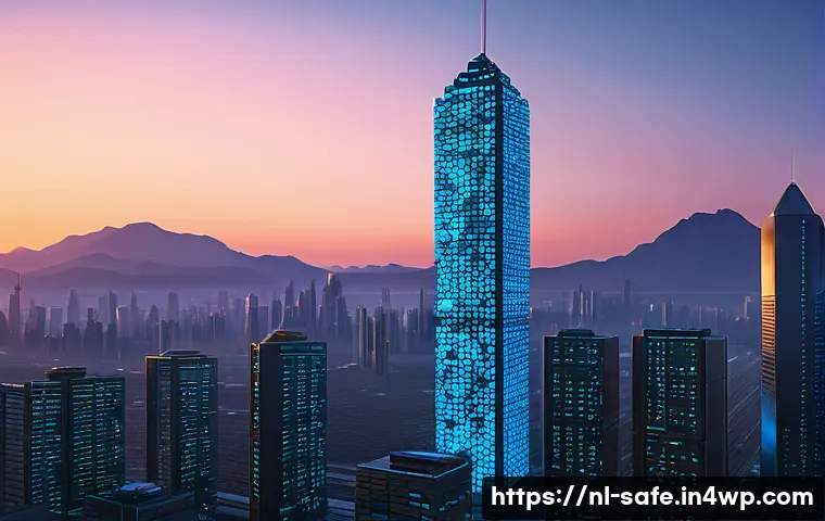 사이버 공격으로부터 소프트웨어 공급망 보호하기 - **Prompt:** A towering, intricate structure made of countless glowing digital "Lego" blocks, some vi...