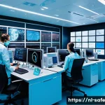 Home 22 소프트웨어 공급망 보안의 산업별 사례 연구 - A modern Dutch hospital IT security room showing a diverse team of professionals—both clinical staff...