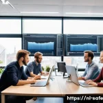 Home 21 소프트웨어 공급망 보안 관련 윤리적 고려사항 - A modern software development office scene in Amsterdam, featuring diverse Dutch software engineers ...