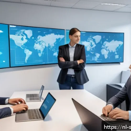 Home 30 소프트웨어 공급망 보안 사례 성공적인 전략 - A modern Dutch office environment showing a diverse team of cybersecurity professionals conducting a...
