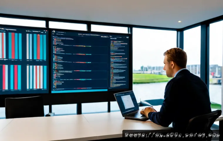 Home 17 소프트웨어 공급망 보안을 위한 보안 감사 체계 - Photorealistic cybersecurity audit scene in a modern Dutch technology office, senior security analys...